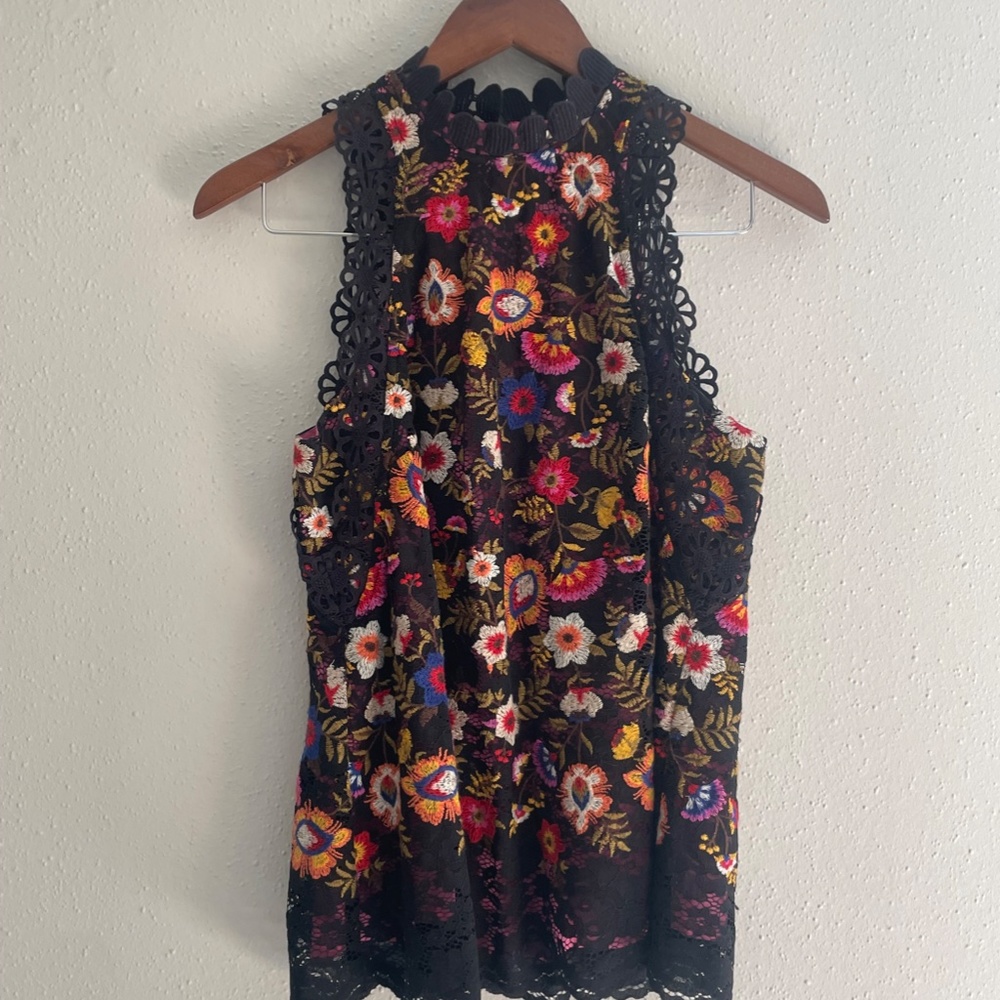Maeve Floral Embroidered + Lace Blouse